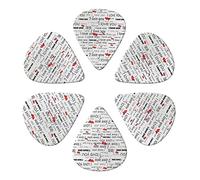 I Love You Words with Hearts 6 Pack Guitar Picks with Organizer Storage Box, Thin-Medium-Heavy Picks Handmade Plectrums Guitar Plectrums Bass Ukulele Picks Acoustic Guitar Lovers Gift
