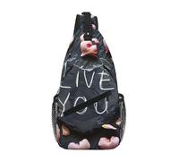 I Love You Words with Hearts Crossbody Sling Bag Crossbody Shoulder Chest Bag Shoulder Strap Waist Fanny Pack Men Women