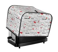 I Love You Words With Hearts Print 4-Slice Toaster Cover Dustproof Kitchen Appliance Protector Everyday Usability