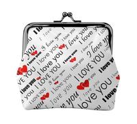 I Love You Words with Hearts Print Compact Coin Purse Exquisite Kiss Lock Wallet Cute Mini Pouch Coins Cards Wallet
