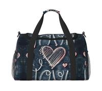 I Love You Words with Hearts Print Everyday Use Travel Duffle Bag Large Capacity Travel Bag Stylish Functional Bag, Black, One Size