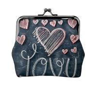 I Love You Words with Hearts Print Practicality Coin Purse Cute Mini Coin Pouch for Women (4.52 x 4.13in) Exquisite, Black, One Size