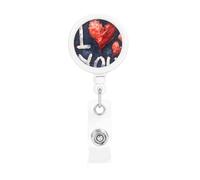 I Love You Words with Hearts Print Retractable Badge Holder with Clip Name Card Holders for Office Worker Doctor Nurse