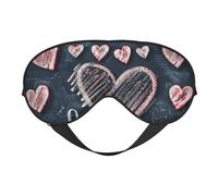 I Love You Words with Hearts Print Silk Sleep Eye Mask Soft Eye Cover with Adjustable Strap Comfortable for Travel Office Nap