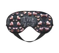 I Love You Words with Hearts Print Soft Eye Mask/Sleep Eye Mask/Blackout Eye Mask, Suitable for Travel/Office/Yoga/Nap