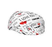 I Love You Words With Hearts Print Sports Sweatband Stretchy Breathable And Moisture Wicking Headband For Running