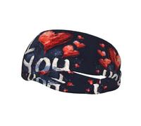 I Love You Words with Hearts Print Sports Sweatband-Workout, Sports, Costume, Running, Fashion and Outdoor Activity