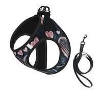 I Love You Words with Hearts Print Step in Dog Harness and Leash Set,Mesh Pet Vest Harness for Small Dogs and Cats