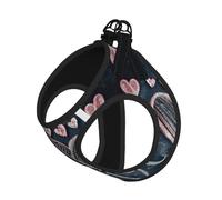 I Love You Words with Hearts Print Step in Dog Harness and Leash Set,Mesh Pet Vest Harness for Small Dogs and Cats