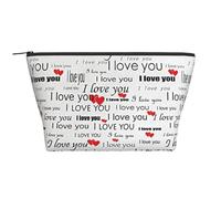 I Love You Words with Hearts Print Women's Makeup Bag Daily Commute Cosmetics Storage Pouch Beach Travel Fashion Toothbrush Bag