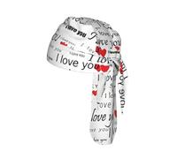I Love You Words with Hearts Printed Breathable Cycling Cap, Moisture Wicking Headwrap Do Rag, for Tactical Paintball Use