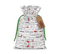 I Love You Words With Hearts Printed Drawstring Gift Bags,Various Sizes, Bulk Plastic Packaging Bags