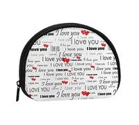 I Love You Words with Hearts Prints Coin Purse for Women Cute Small Change Wallet Mini Coin Purses Pouch with Zipper