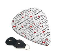 I Love You Words With Hearts Set Of 6 Guitar Plectrums For Acoustic Guitar, Electric Guitar, Bass, Ukulele - Thin, Medium And Thick.