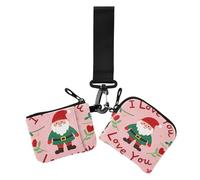 I Love Your Valentine Cartoon Dwarf Dual Coin Purse Credit Card Holder Wallet Mini Fashion Women's Money Organizers with Keychain for Ladies 2 Pcs, I love your valentine cartoon dwarf, One Size