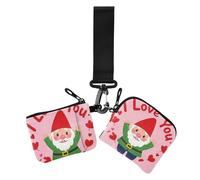 I Love Your Valentine Cartoon Dwarf Women's Change Wallet Card Cases Small Portable Women's Money Organizers with Zipper Coin Pocket for Lady 2 Pcs, I love your valentine cartoon dwarf, One Size