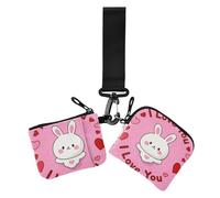 I Love Your Valentine Cartoon Rabbit Dual Wristlet Wallets for Women Large Capacity Coin Purse Change Holder with Zipper Coin Pocket for Daily Use 2 Pcs, I love your valentine cartoon rabbit, One Size