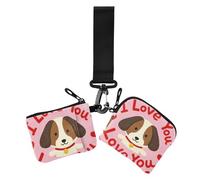 I Love Your Valentine Dog Women's Coin Wallet Card Holder Large Capacity Zipper Wallet Coin Bag with Keychain for Lady 2 Pcs, I love your valentine dog, One Size, Casual