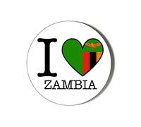 I LOVE ZAMBIA FLAG HEART SHAPED DESIGN 38mm Round Fridge Magnet