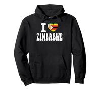 I Love ZIMBABWE Heart Flag Retro Travel Souvenir Pullover Hoodie