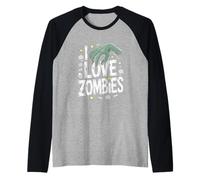 I Love Zombies Creepy Cool Monster Design Raglan Baseball Tee