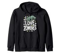 I Love Zombies Creepy Cool Monster Design Zip Hoodie