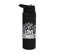 I Love Zombies Creepy Hand Design Stainless Steel Insulated Water Bottle