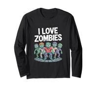 I Love Zombies Creepy Horde Graphic Long Sleeve T-Shirt