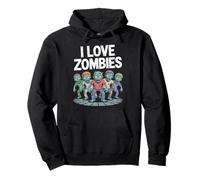 I Love Zombies Creepy Horde Graphic Pullover Hoodie