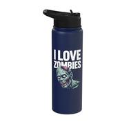 I Love Zombies Creepy Undead Head Stainless Steel Insulated Water Bottle