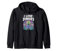 I Love Zombies Cute Undead Graveyard Zip Hoodie