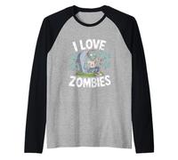 I Love Zombies Fun Undead Humor Enthusiast Raglan Baseball Tee