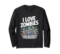 I Love Zombies Graphic Undead Horde Long Sleeve T-Shirt