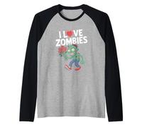 I Love Zombies Quirky Romantic Humor Raglan Baseball Tee