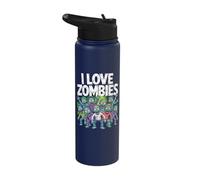 I Love Zombies Undead Cartoon Fun Stainless Steel Insulated Water Bottle