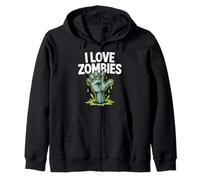 I Love Zombies Undead Humor Spooky Fun Zip Hoodie