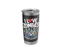 I Love Zombies with Cartoon Characters Stainless Steel Insulated Tumbler
