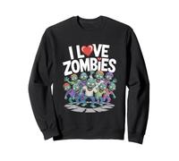 I Love Zombies With Cartoon Characters Sweatshirt