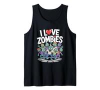 I Love Zombies with Cartoon Characters Tank Top