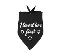 I Loved Her First Dog Bandana Wedding Engagement Black Dog Bandana Bridal Shower Gift Engagement Wedding Announcement Photo Prop Accessories for Pet Lovers Owner Gift