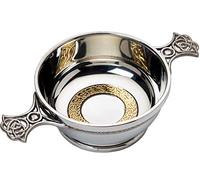 I LUV LTD 4" Quaich Celtic Handles and a Brass Ring Insert Made from Pewter