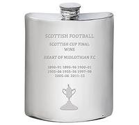 I LUV LTD 6oz Hip Flask for Heart of Midlothian Hearts Scottish Cup Total Wins History Football Memorabilia Mens Birthday Personalised Gifts Pewter Whisky Accessories