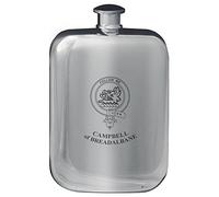 I LUV LTD 6oz Rounded Pocket Hip Flask in Polished Pewter for Campbell of Breadalbane Scottish Family Name Crest