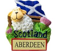 I LUV LTD Aberdeen Fridge Magnet, Sheep in Field with Scotland Flag and National Flower Thistle, Scottish Gifts