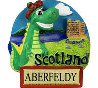 I LUV LTD Aberfeldy Fridge Magnet, Scottish Nessie Design, Loch Ness Monster Wearing Tammy Hat, Scotland Flag