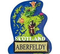 I LUV LTD Aberfeldy Fridge Magnet Souvenir - Scotland Map Shape with Highland Piper, Traditional Scottish Gifts