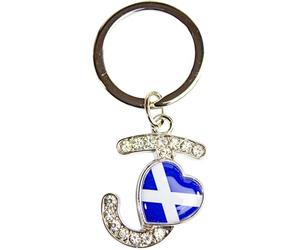 I LUV LTD Alphabet Keyring with Scotland Flag - Letter J - Personalized Keychain, Flat Split Key Ring, Scottish Gifts