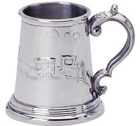 I LUV LTD Childs Christening 1/4 Pint Tankard with Embossed Train Engraveable