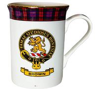 I LUV LTD China Coffee Mug Brown Clan Crest Gold Rim Scottish Made