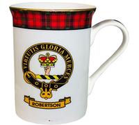 I LUV LTD China Coffee Mug Robertson Clan Crest Gold Rim Scottish Made